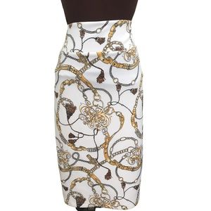 Skirt White Yellow Midi Size XL Women NWT RN 137198